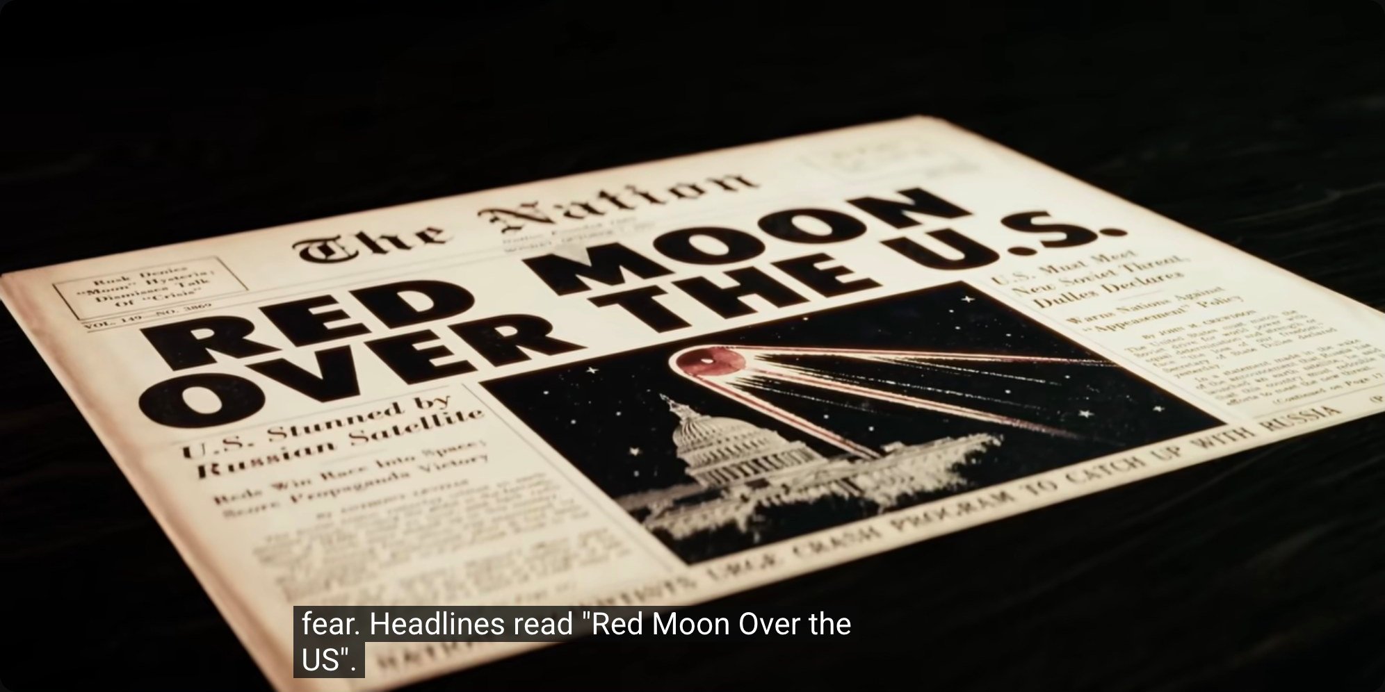 American newspaper headlines reacted with alarm to the Soviet achievement. The launch was compared to Pearl Harbor—a sudden demonstration of adversary capability that caught the nation off-guard.